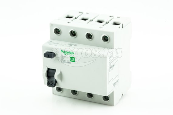 Выключатель дифференциального тока (УЗО) 4п 25А 30мА тип AC Easy9  SCHNEIDER ELECTRIC 