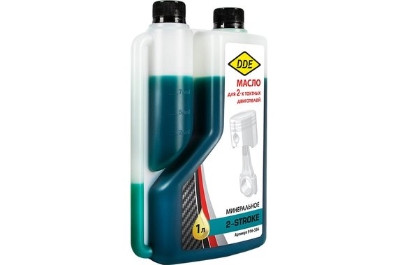Масло DDE 2-тактное минеральное 1 л зелёное стандарт API TB с дозатором