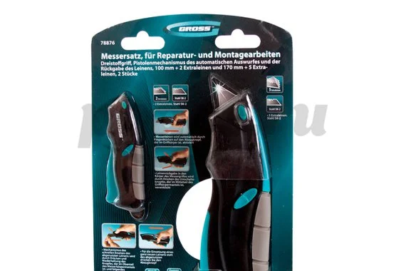 Нож GROSS 100мм+2з.л170мм+5з.л авто выброс/возврат лезвия 2шт