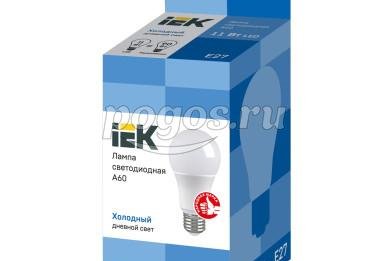 Лампа LED A60 шар 11Вт 230В 6500К E27  IEK