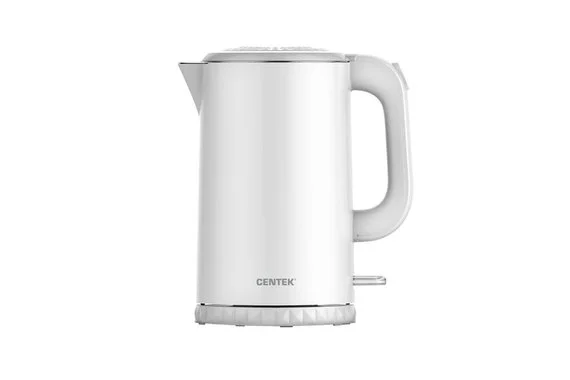 Чайник Centek белый металл, 1.7л, 2200Вт, бесшовная колба, двойные стенки CT-0020 White