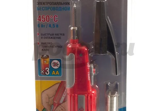 Паяльник беспроводной на батарейках, высокотемпературное жало, 3*AA, 6Вт  ЗУБР 