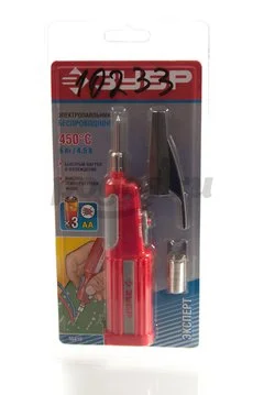 Паяльник беспроводной на батарейках, высокотемпературное жало, 3*AA, 6Вт  ЗУБР 