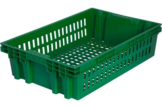 Ящик для овощей п/э 600х400х152,5 с перфорацией, хлебный, зеленый, 1,2кг  