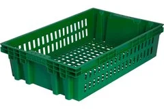 Ящик для овощей п/э 600х400х152,5 с перфорацией, хлебный, зеленый, 1,2кг  