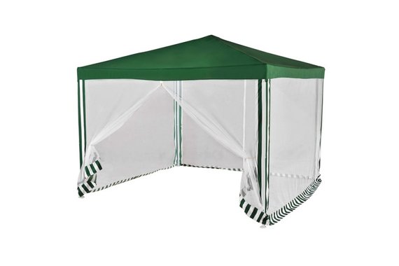 Тент-шатер 2,4х2,4м, со стенками-сетками, стальной каркас, зеленый/белый