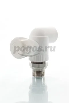 Кран шаровой PP-R d-25мм * 3/4" с накидной гайкой угловой белый  MEERPLAST /5/ 