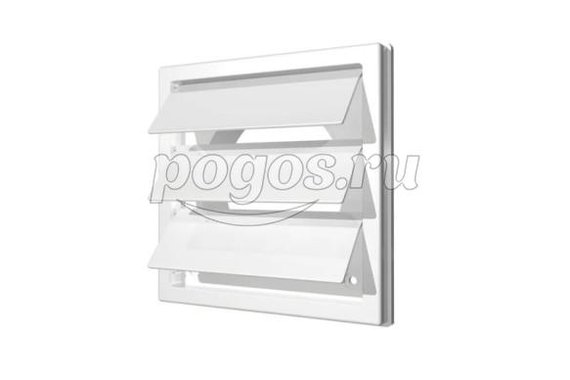 Решетка приточно-вытяжная с гравитационными жалюзи 150х150 с фланцем D125, бел.  ЭРА