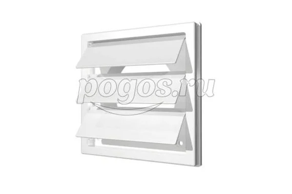Решетка приточно-вытяжная с гравитационными жалюзи 150х150 с фланцем D125, бел.  ЭРА