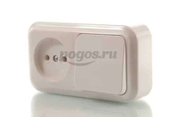 Выключатель 1кл + розетка б/з 10/16А 230В гориз белый   BYLECTRICA 