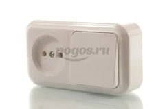 Выключатель 1кл + розетка б/з 10/16А 230В гориз белый   BYLECTRICA 