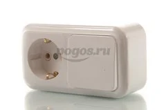 Выключатель 1кл + розетка с/з 10/16А 230В гориз белый, золото  BYLECTRICA 