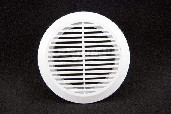 Решетка вентиляционная круглая d-165мм с фланцем d-120мм разъемная пластик белый  ЭРА
