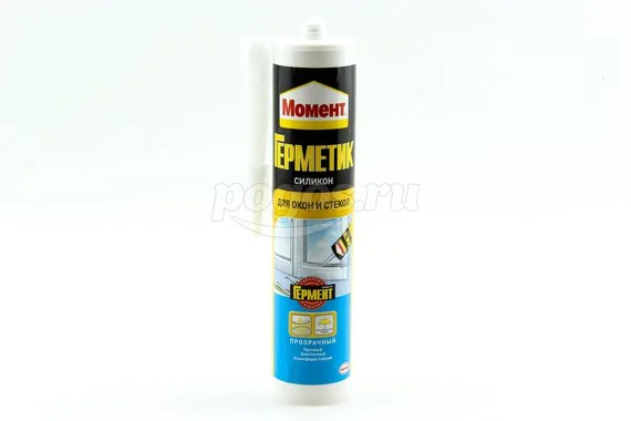 Герметик силиконовый 280мл для окон и стекол прозрачный МОМЕНТ