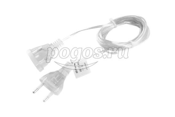 Шнур сетевой для гирлянд 3м 2*0,5мм2 прозрачный  Feron