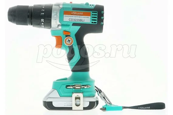 Шуруповерт аккумуляторный 20В 2*2Ач Li-Ion б/щет, быстрый заряд CD3220BLI кейс  STURM