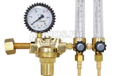 Редуктор углекислотный/аргон WR420-F2 (манометр, 2 расходомера, вентиль)  FoxWeld