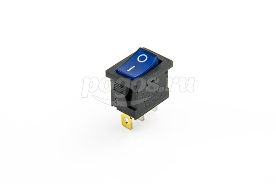 Выключатель клавишный 250V 6А (3с) ON-OFF синий с подсветкой Mini (RWB-206, SC-768) REXANT