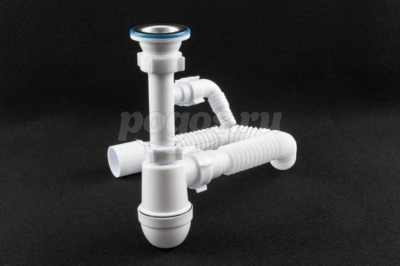 Сифон для мойки 1"1/2" * 40 с отводом д/быт.техники, с гибкой трубой 40x50  АНИПЛАСТ/UNICORN