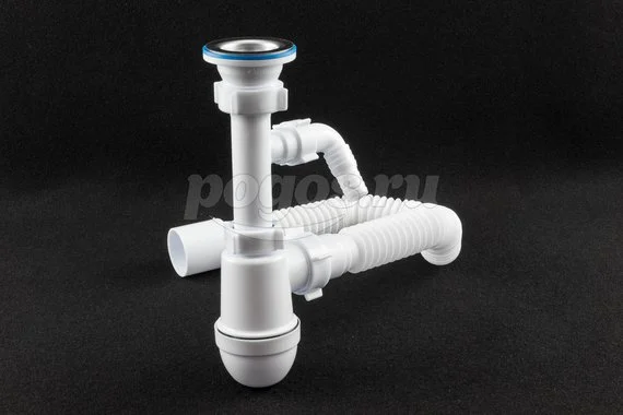 Сифон для мойки 1"1/2" * 40 с отводом д/быт.техники, с гибкой трубой 40x50  АНИПЛАСТ/UNICORN