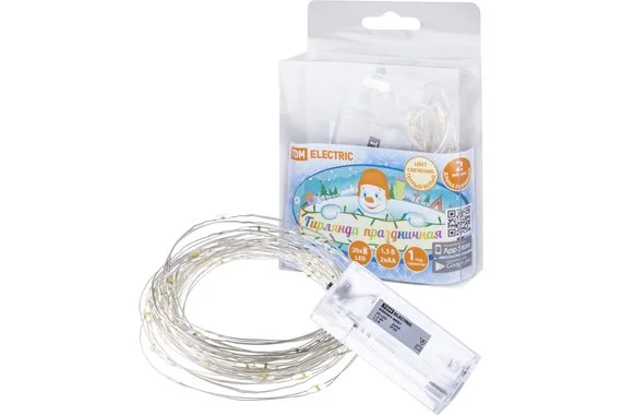 Гирлянда светодиодная "Роса20" 20LED, 2м, 3000К, 2хАА  TDM