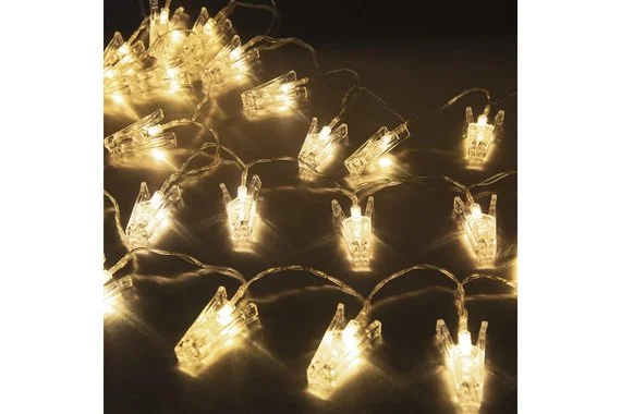 Гирлянда "Прищепки" 3м 30LED теплый белый прозр.шнур 0,5м 3*АА SE-CLIPS-330WW  