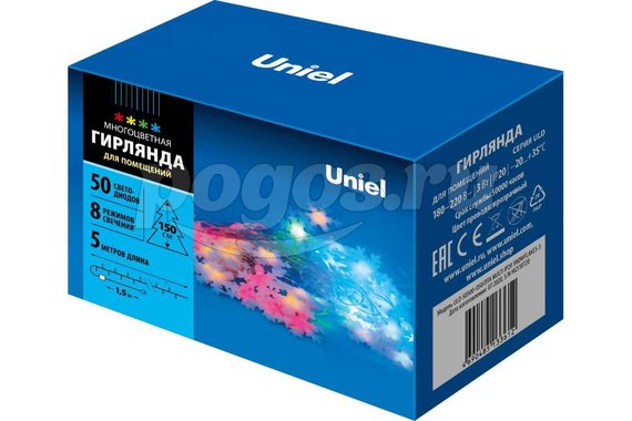Светодиодная гирлянда Uniel Снежинки-3 ULD-S0500-050/DTA MULTI, IP20, SNOWFLAKES-3 UL-00007195
