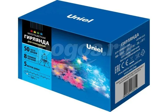 Светодиодная гирлянда Uniel Снежинки-3 ULD-S0500-050/DTA MULTI, IP20, SNOWFLAKES-3 UL-00007195
