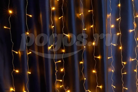 Гирлянда-дождь FERON CL24, 480LED, желтый, статичная, 3х3м+3м, IP20, от сети 230V, 41629