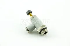 Дроссель пневматический, c обр/кл, M 1/4 - цанга под шланг 6мм  CAMOZZI 