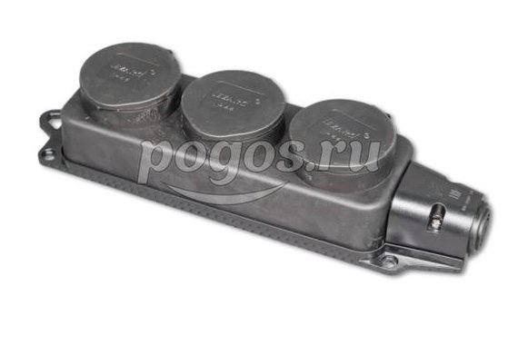 Розетка 3ая 2Р+РЕ 16А 250В IP44 каучук  LEZARD