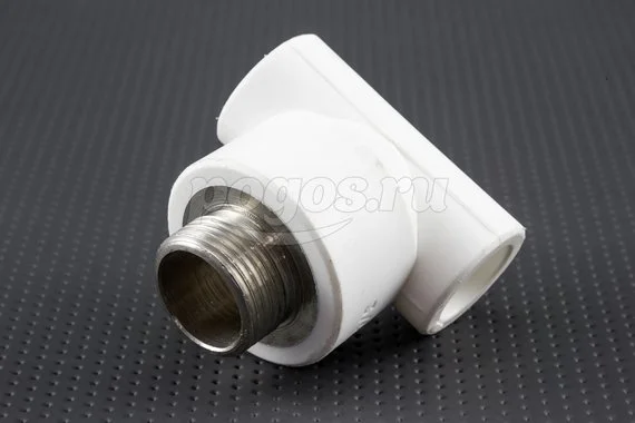 Тройник PP-R комб. d-20 * M 3/4" белый  LAVITA