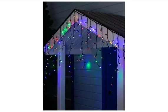 Гирлянда светодиодная уличная "Бахрома" 3*0,7м 120LED мульти (3цв) черный шнур 1,5м IP60 СОЕД.  