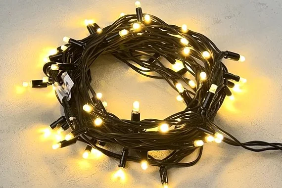 Гирлянда "Нить-Ретро" 5м 100LED чёрный шнур 0,75м, тёплый белый свет