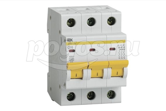 Автоматический выключатель IEK ВА 47-29 3P (C) 4,5kA 16 А