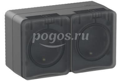 Розетка 2-ая наруж. 16А 250В IP54 с/з со шт. AtlasDesign Profi54 белый  Schneider Electric