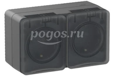 Розетка 2-ая наруж. 16А 250В IP54 с/з со шт. AtlasDesign Profi54 белый  Schneider Electric