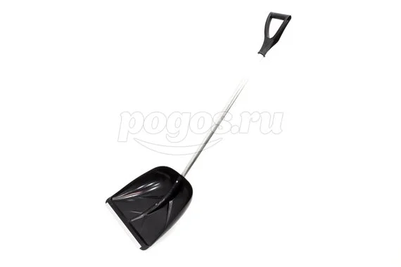 Лопата снеговая пластиковая 400х380мм, алюм. черенок, с оц.планкой  Вача