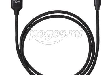 Дата-кабель, ДК 9, USB - Lightning, 1 м, тканевая оплетка, черный  TDM