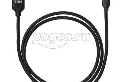Дата-кабель, ДК 9, USB - Lightning, 1 м, тканевая оплетка, черный  TDM