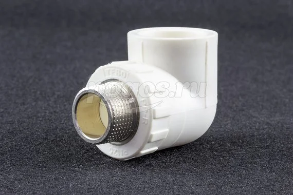 Угольник PP-R комб. d-32 М 3/4" белый MEERPLAST