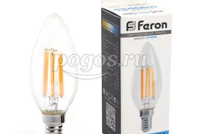 Лампа светодиодная 15W 230V E14 6400K прозрачная, LB-717, свеча