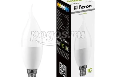 Лампа светодиодная 11W 230V E14 4000K, LB-770, свеча на ветру