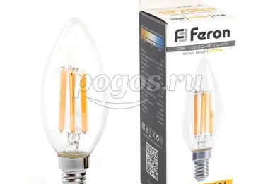 Лампа светодиодная 15W 230V E14 2700K прозрачная, LB-717, свеча