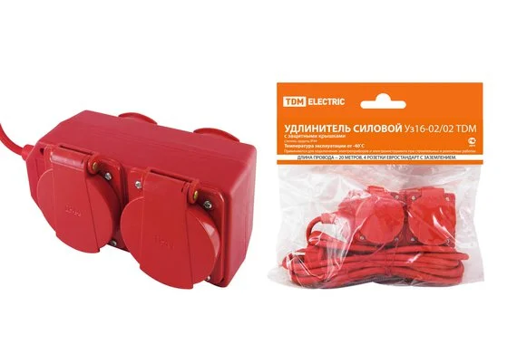 Удлинитель с/з 4x20м TDM с выключ.