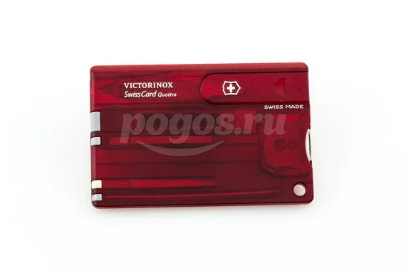 Мультитул SwissCard Quattro Ruby 13 функций красный полупрозрачный  VICTORINOX 