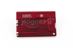 Мультитул SwissCard Quattro Ruby 13 функций красный полупрозрачный  VICTORINOX 