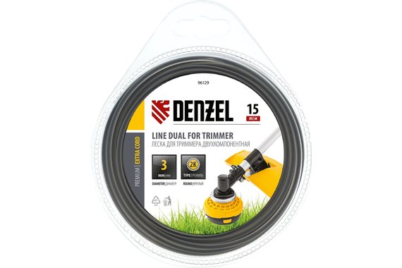 Леска для триммера двухкомпонентная круглая 3,0мм (катушка 15м) EXTRA CORD  DENZEL