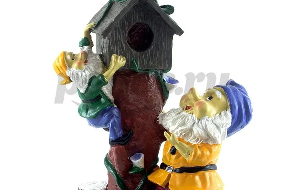 Садовый светильник на солн. бат, белый светодиод, 43см, аккум. 1*AA300 Ni-Cd, "Гномы",  КОСМОС 