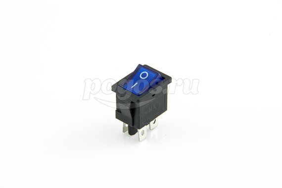 Выключатель клавишный 250V 6А (4с) ON-OFF синий с подсветкой Mini (RWB-207, SC-768) REXANT